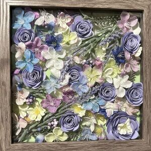 Handmade 3D Floral Pastel Garden Art 3D 8x8